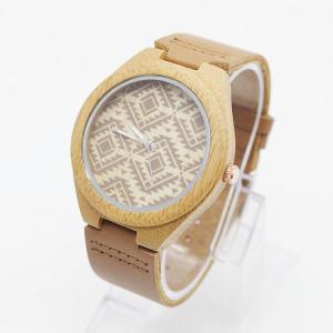 Quality OEM Logo Unisex Bamboo Wrist Watch Leather Belt Watches For Mens wholesale