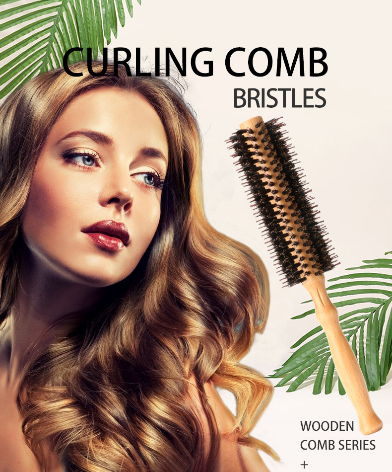 Long Handle Wooden Hair Brush For Curly Hair Ergonomic Design