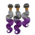 Grey/Purple Body Wave Remy Human Hair Bundles Sew In Weave Bundles Brazilian