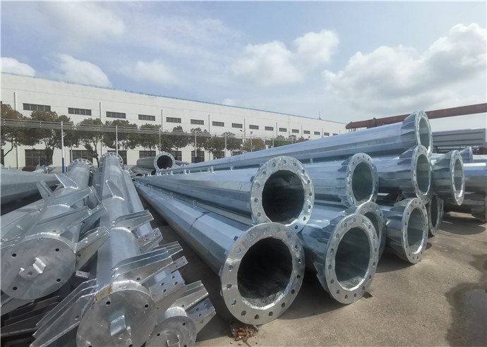 Low Voltage Hot Roll Steel Galvanized Pole For Power Distribution Line 10KV