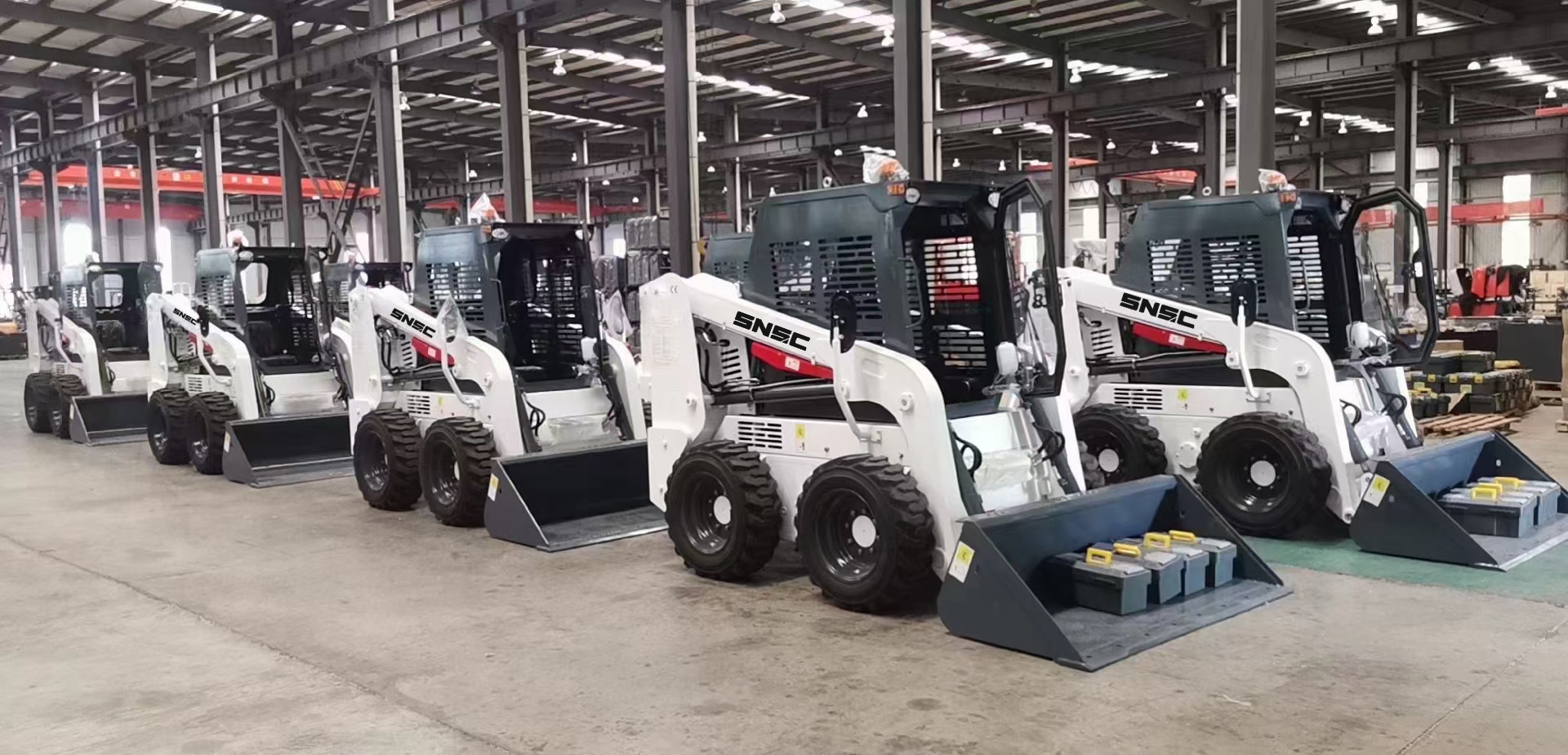 Mini Skid Steer Loader With Snow Bucket And V-blade For Snow Removal 2640x1720x2140mm