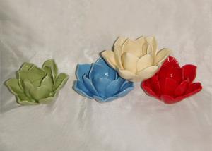 Quality Handmade Ceramic Flower Candle Holder Wax Holder In Solid Colors Porcelain wholesale