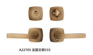 China American Style Bedroom Door Handle Lock , 63.5mm Interior Door Brass Handle Lock on sale