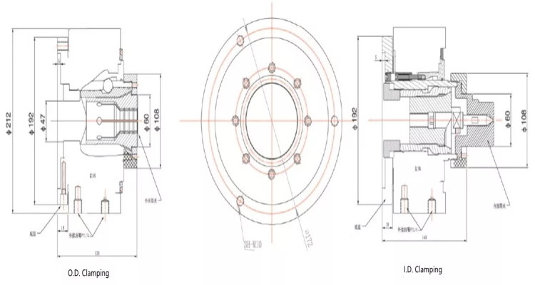 JH5-25 Rotary Pneumatic Hydraulic Collet Chuck for Laser Cutting CNC Machine