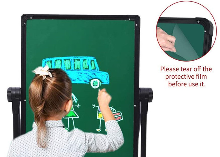 360° Rotating Magnetic Double Sided Dry Erase Board w/Chalkboard & 4/8pcs Markers