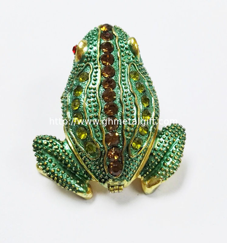 New design reinstone enamel Jiraffe frog pewter jewelry box metal pewter frog pewter jewelry box