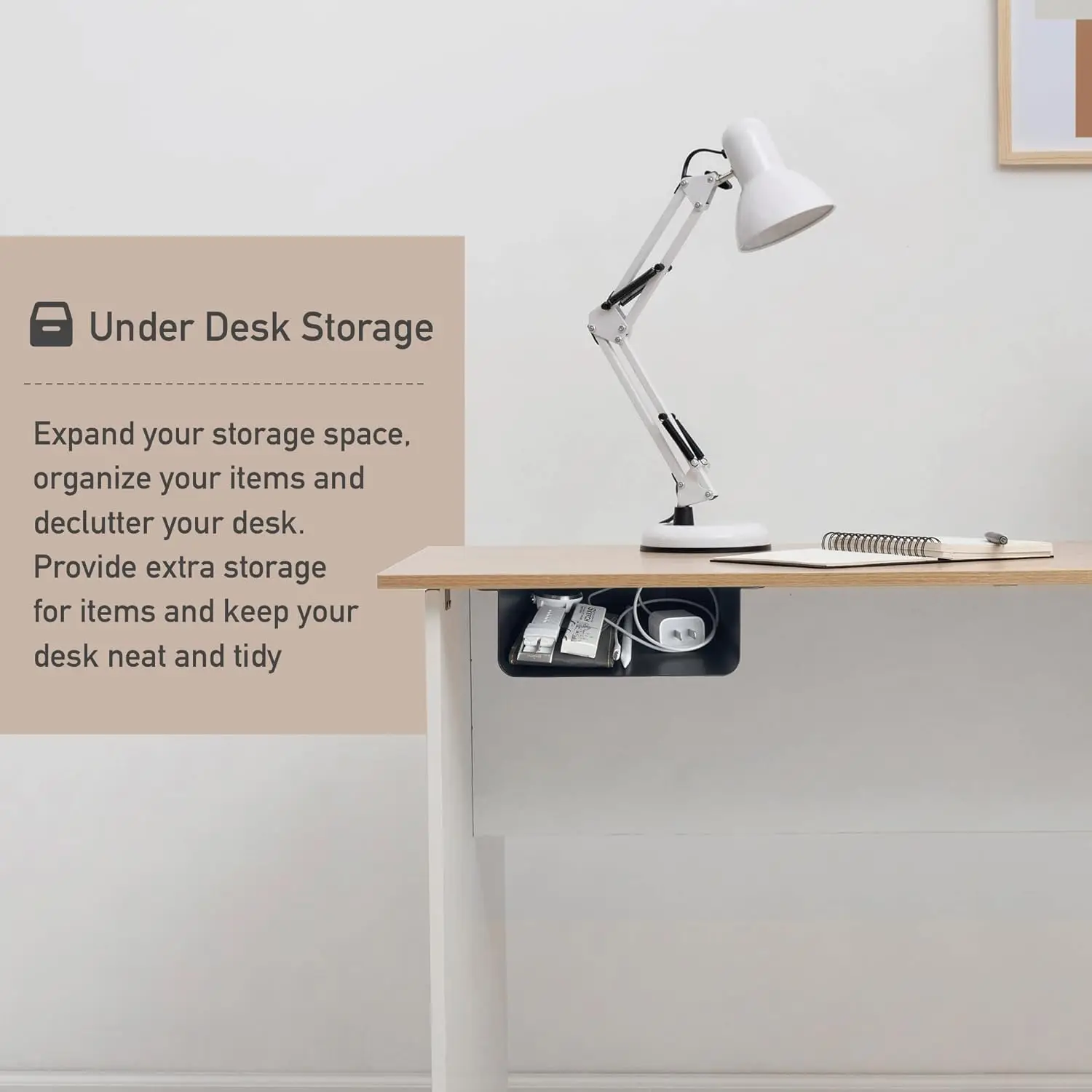 Stocked Under Desk Drawer Storage for Black Gaming Desk Sit Stand Desk Workstations