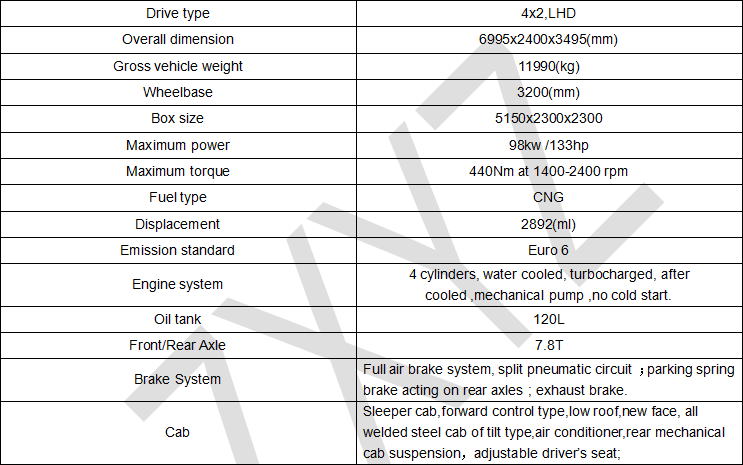 6x4/8x4 Manual/Automatic Transmission Left Steering Dongfeng CNG Truck with Cummins Engine