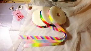 Quality Customized Size Rainbow Grosgrain Ribbon 100% Polyester Material wholesale