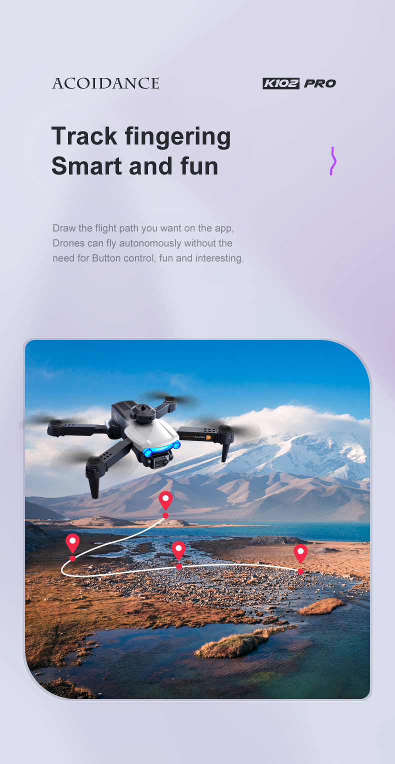 K102 Pro Mini Drone 4K HD Dual Camera Four-Way Obstacle Avoidance and Professional Optical Flow Technology for Long Range