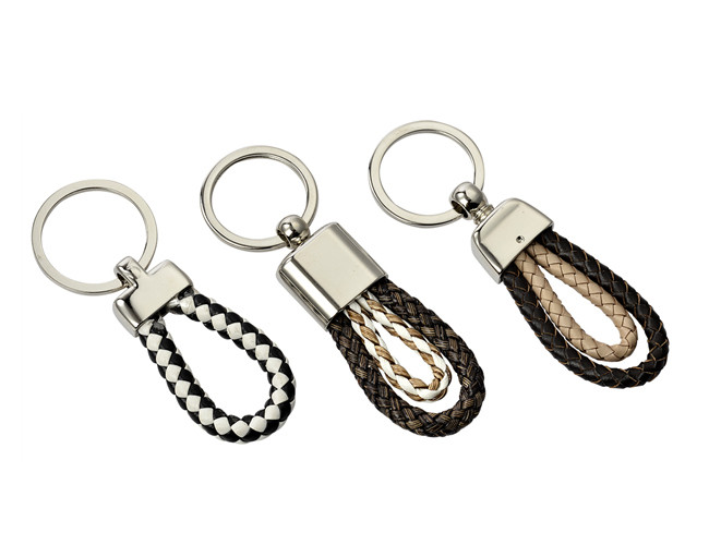 PU Braided Rope Leather Key Chains Weave Knitting Handmade Car Key Ring