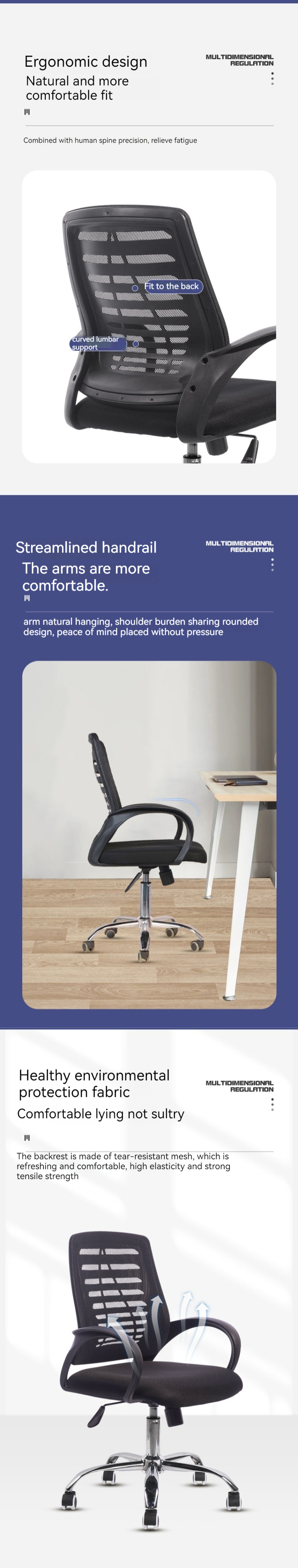 Office Furniture Ergonomic Mesh Office Chair with Adjustable Headrest and CBM of 0.33