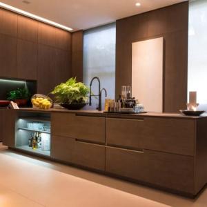 Quality Luxury Simple House Furniture , Black Veneer Waterproof Kitchen Cabinet wholesale