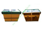 Anti - Rust Metal Cash Register Checkout Counter / Yellow Curved Reception Desk