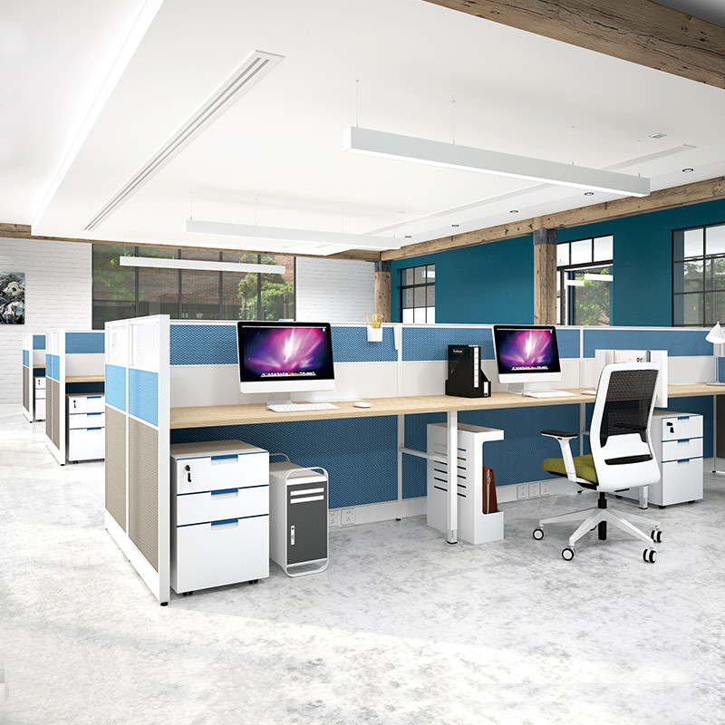 60mm Thickness Office Workstation Partitions Cubicle 6 Staff Workstation Table