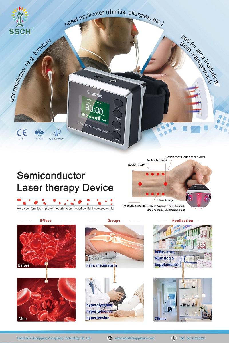 Diabetes Rhinitis Medical Laser Watch Pain Relief Physiotherapy Cold Laser Therapy Watch