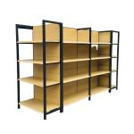 Customized Wood Gondola Shelving Metal Heavy Duty Wood Grain Shelf