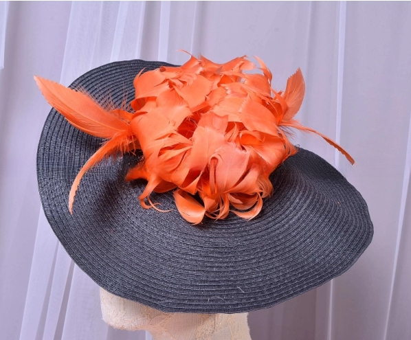 15*15 cm Curly Goose Feather Flower Mount with Wire Accessory Pattern Dyed