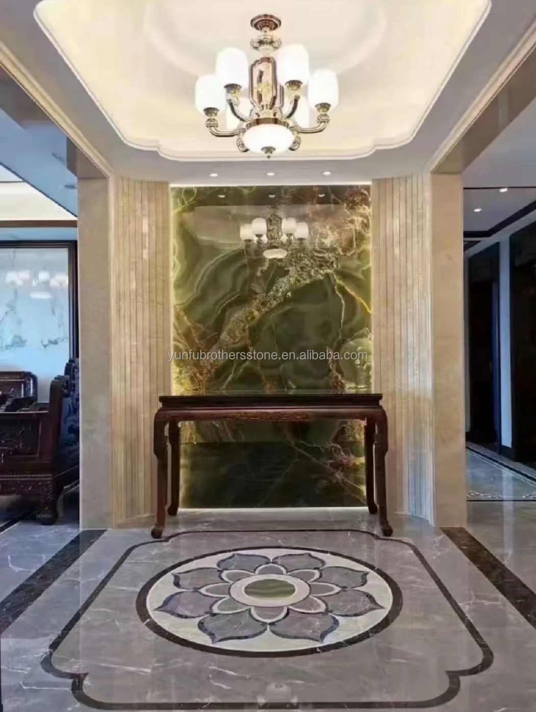 Exquisite Sapphire Green Onyx Marble Jade Stone Slab for Living Room Dining Bedroom