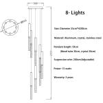 Modern Led Crystal Chandelier For Staircase Lobby Mall Villa Gold loft hanging