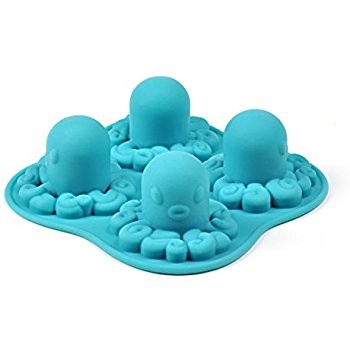 4 Pieces Silicone Ice Trays Octopus Shape Mould DIY Stackable Cocktail Mold Storage