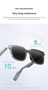 Quality 10 Hour Music Time Glossy Black Bluetooth Smart Glasses With Call Capacity 110mAh*2 wholesale
