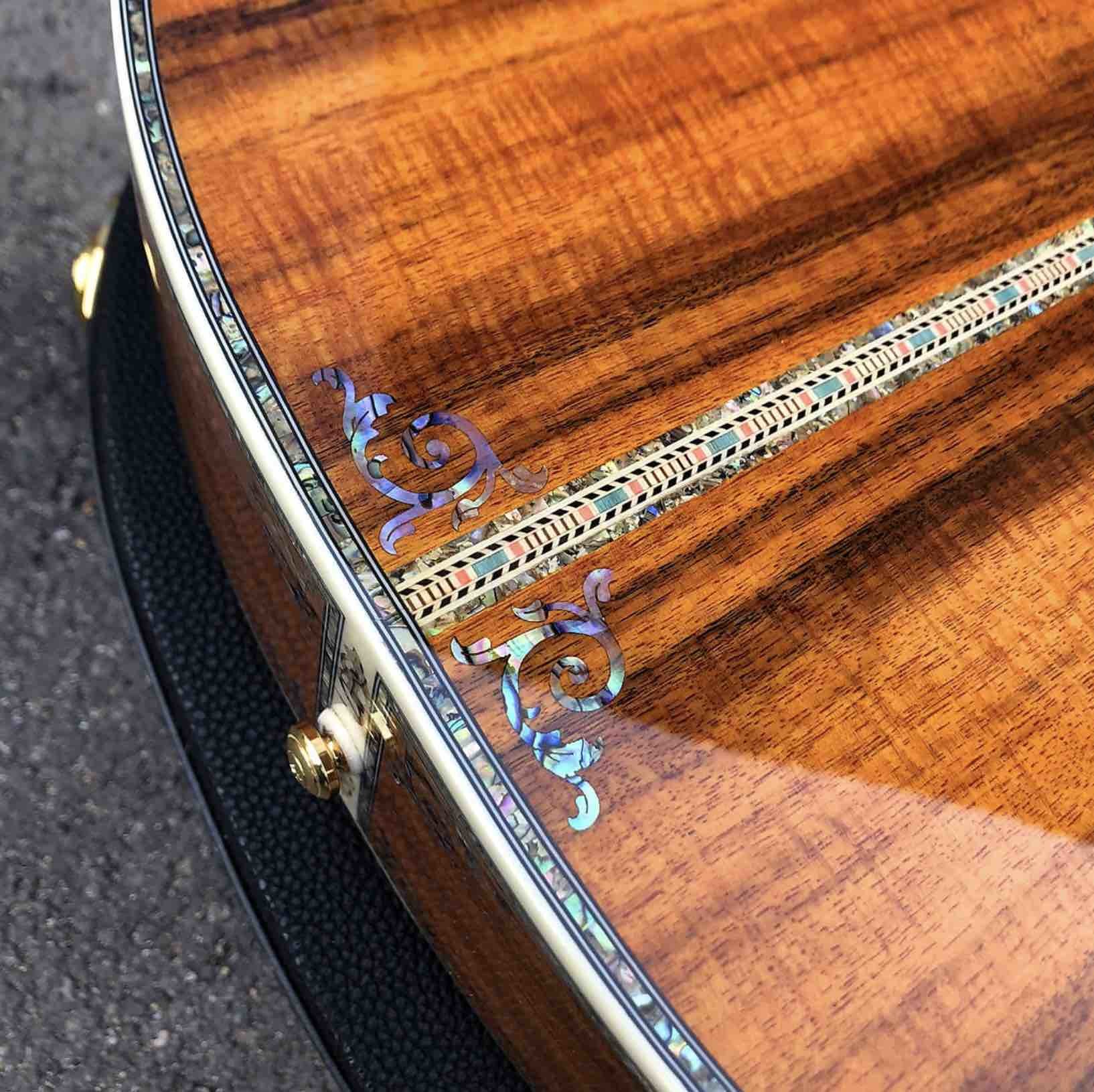 Factory KOA wood classic acoustic guitar,Life tree Ebony Fingerboard,Abalone inlays and binding,China 41 inchs acoustic