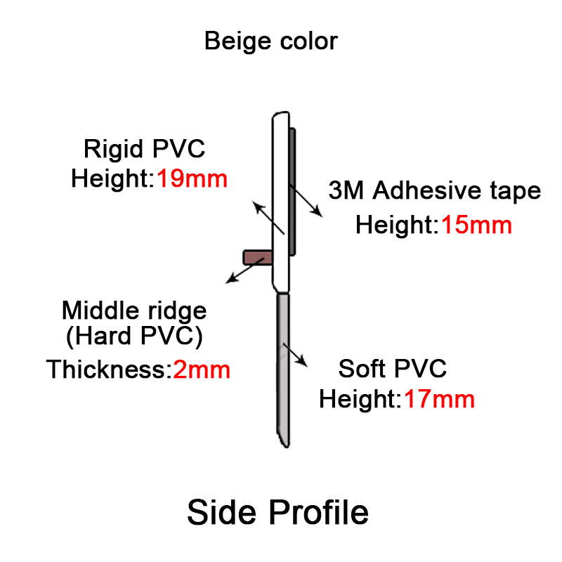 Beige Color Pvc Door Bottom Seal 36mm Height For Hotel