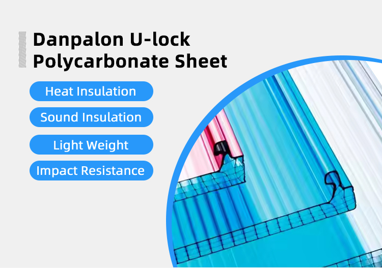 6mm-40mm Thickness Strong Customized Danpalon U-locking Polycarbonate Facade Transparent Polycarbonate Hollow Sheet