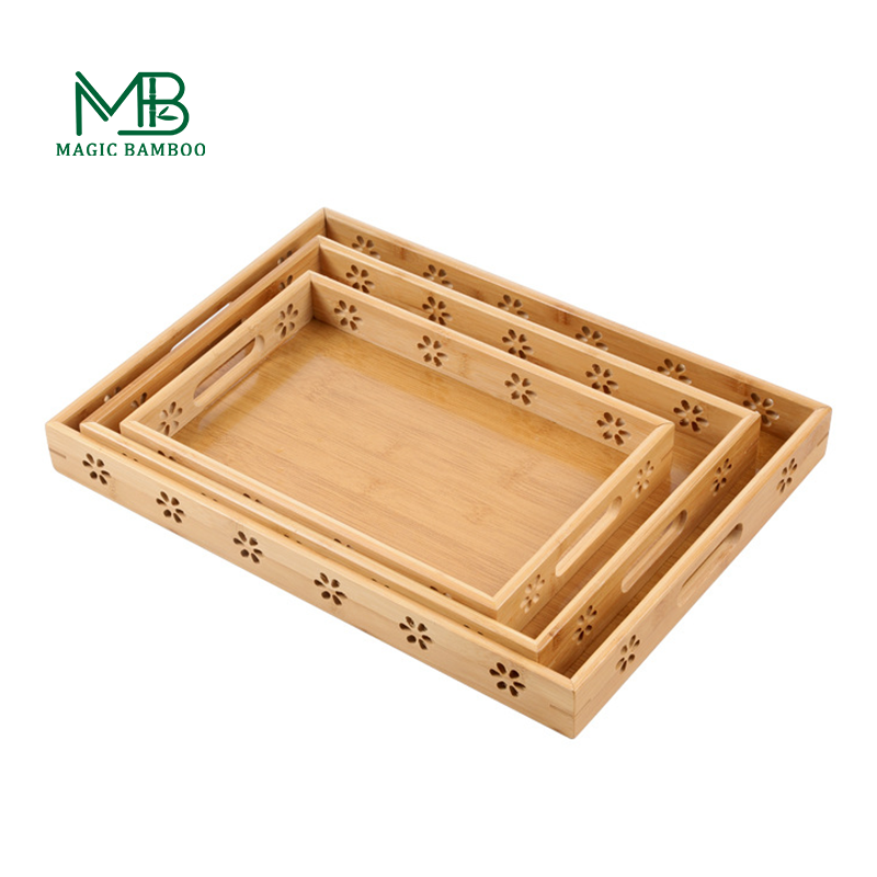 Customized Large Bamboo Platter Serving Dessert Rectangular Tray