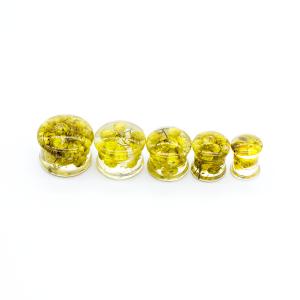 Quality 13mm Yellow Flower Ear Plug Tunnels Acrylic Gauged Ear Jewelry wholesale