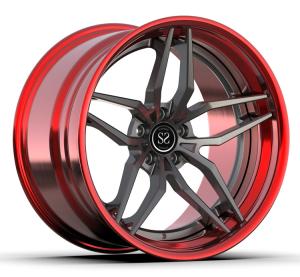 Quality Staggered 3 Piece Forged Grey Red Wheels For 20inch Alloy Car Super Concave Rims wholesale