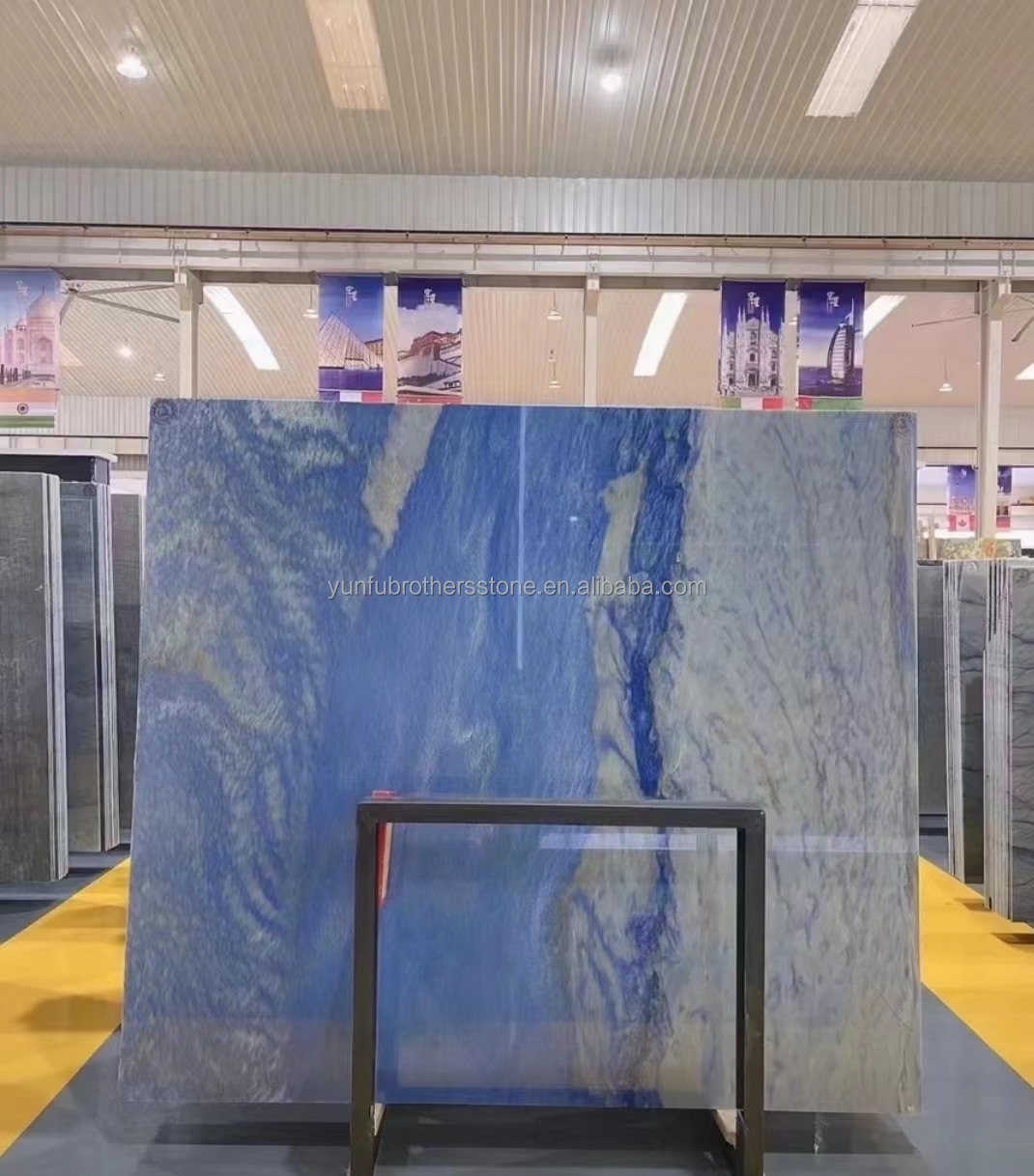 Directly Sell Honed Azul Imperial Slab Blue Sky Quartzite Grand Skylight Marble Tile