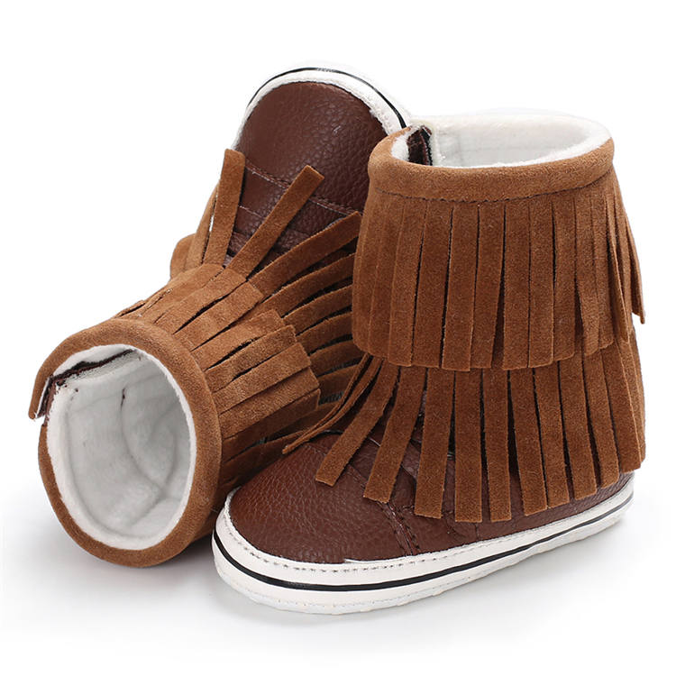 New fashion PU Leather Tassel 0-2 years boy and girl hook loop baby booties