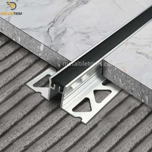 Quality Aluminium Satin Expansion Joint Profile With Black Rubber Insert 20mm Height wholesale