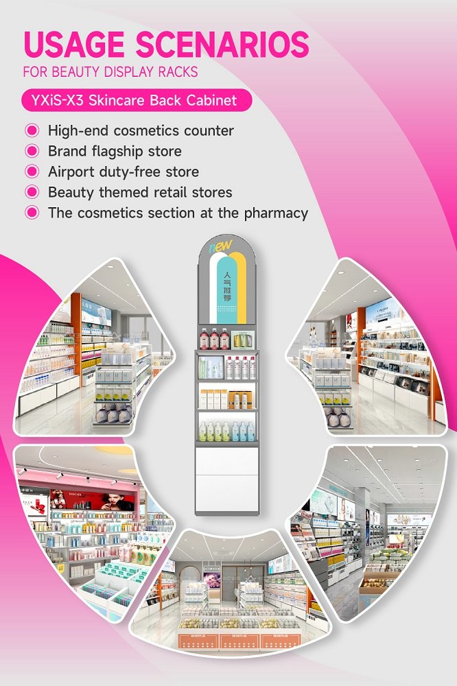 YXiS-X3 40mm Soft Film Light Box Skincare Display Cabinet with Adjustable Shelves