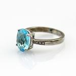 Sterling Silver Oval Blue Topaz Cubic Zirconia Ring Jewelry (F06)