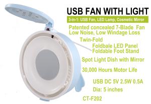 Quality USB Fan and Lamp with cosmetic mirror CT-F202 wholesale