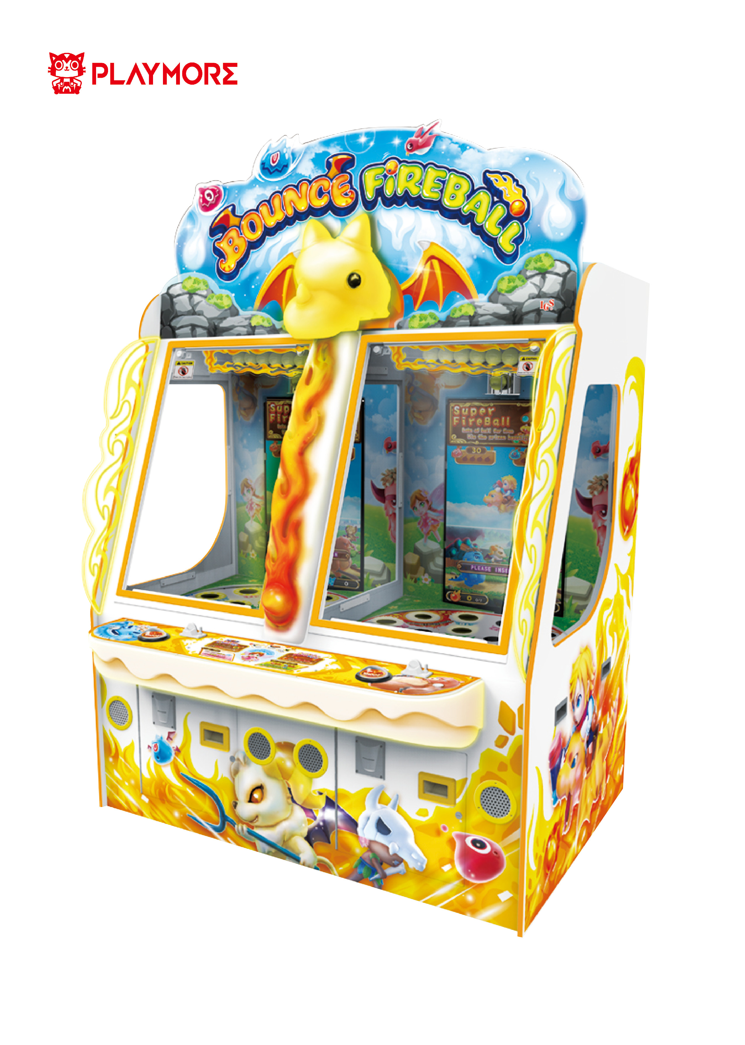 Mechanical Ticket Redemption Game Machine Bounce Fireball Drop Ball Two Player