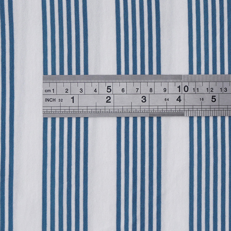 Smooth Striped Cotton Fabric 225gsm Leisure Wear Soft Material Texture
