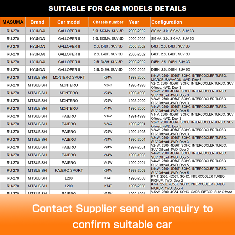 PAJERO/MONTERO G.EXP Auto Bushing Stock P02V 4G32 MB109684 for HYUNDAI GALLOPER II 2.5L D4BF