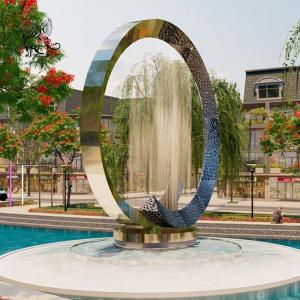 Quality Large Circular Stainless Steel Sculpture Fountain Modern Art Abstract Custom Statue Outdoor Pool Decoration wholesale