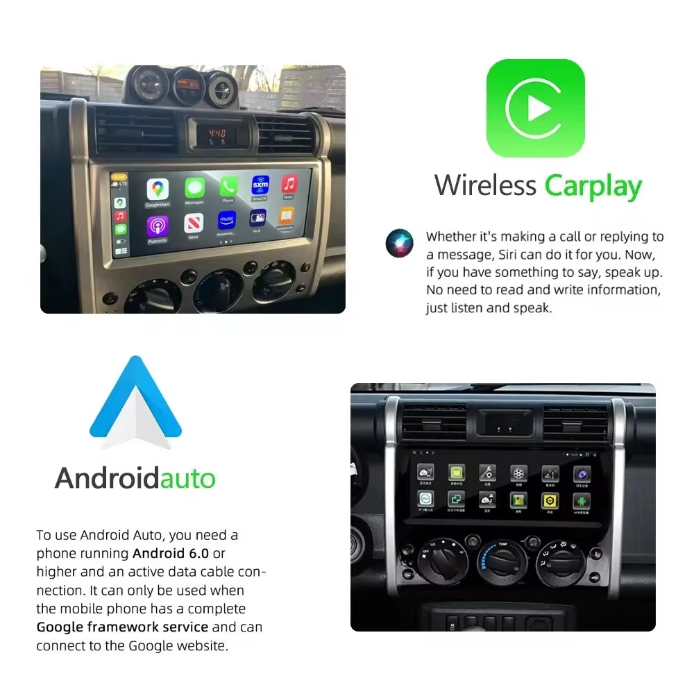Apple Carplay Android 13 Car Multimedia GPS Radio AM FM For Toyota FJ Cruiser