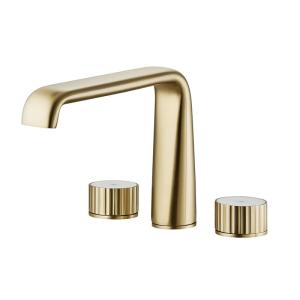 Quality Gold Bathroom Sink Faucet Widespread three Hole 170mm Height wholesale