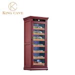 Freestanding Cigar Cooler Humidor LED Lighting Wooden Frame Glass Door Modern