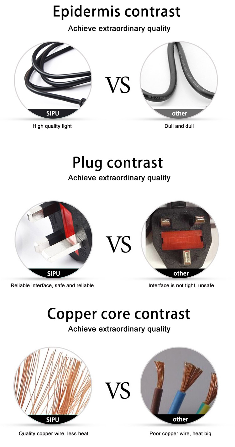 Copper Conductor 3pins Monitor Power Cable Uk C13 Power Cord