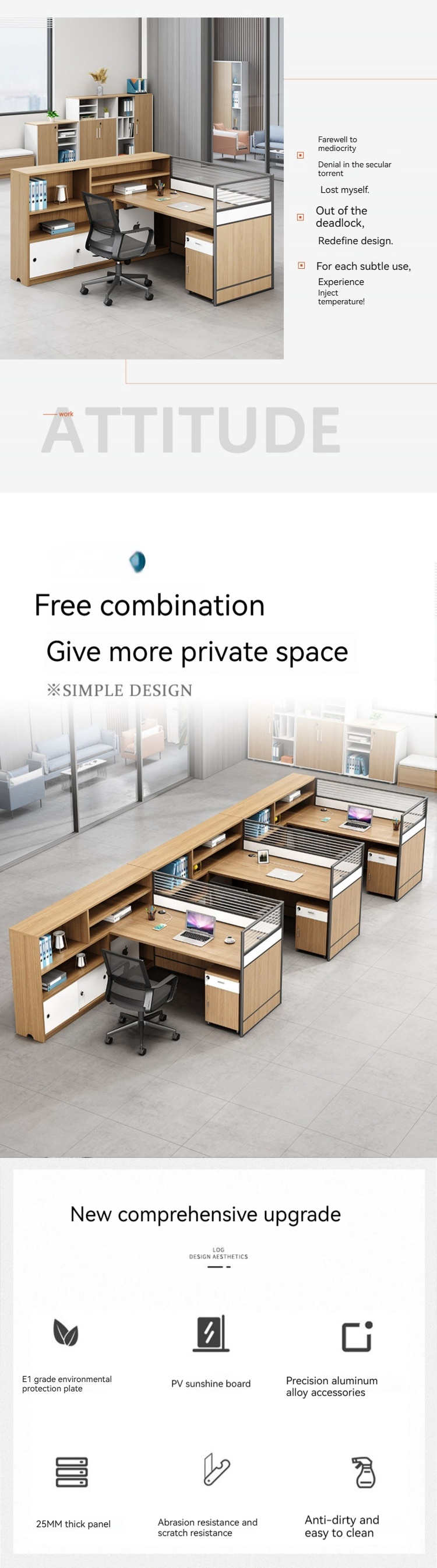 ISO9001/ISO14001 Certified Villa Desk Sub-Office for and Durable Finance Desk Staff