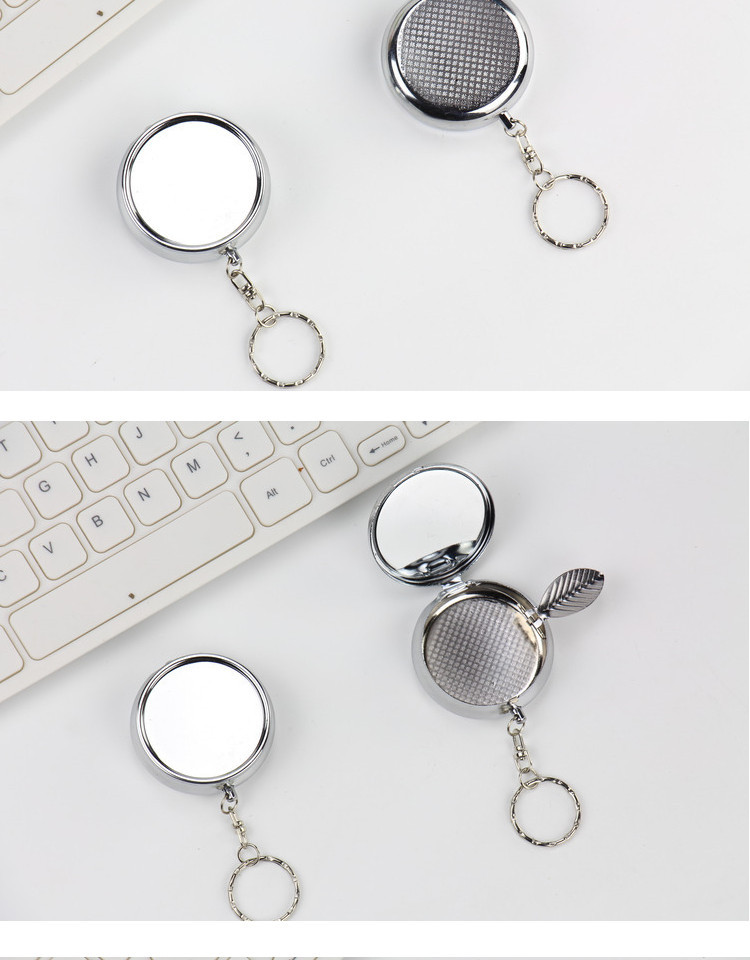 Portable Custom Round Ashtray Keychain Creative Stainless Steel