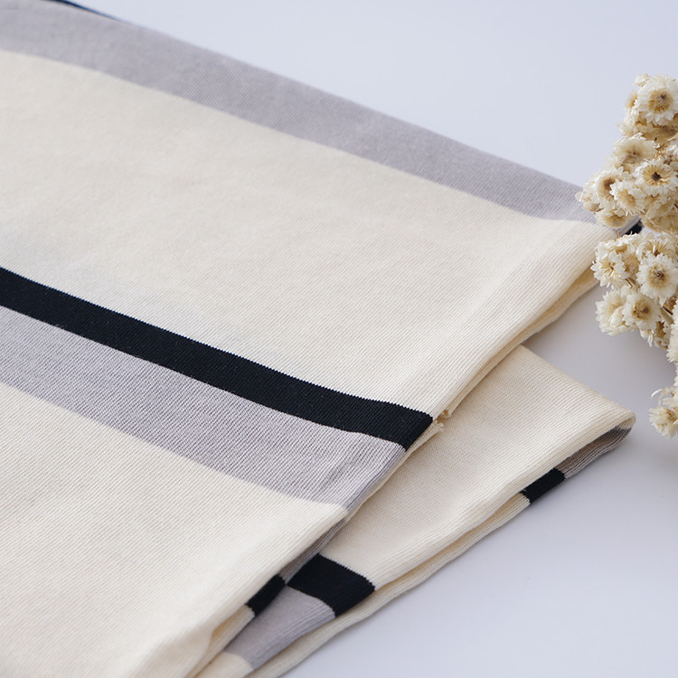 220g Striped Cotton Fabric Low Shrinkage Summer Knitted Material