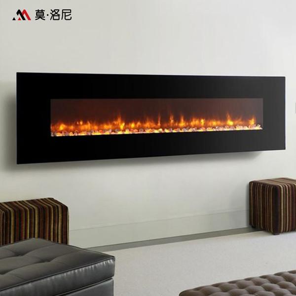 72inch Black Fan-Forced Wall Mount Electric Fireplace 1500Watt Heater Orange